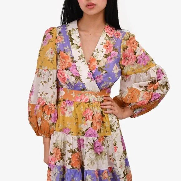 Zimmermann Floral Patchwork Midi Dress - Multicolor - Picture 2 of 6